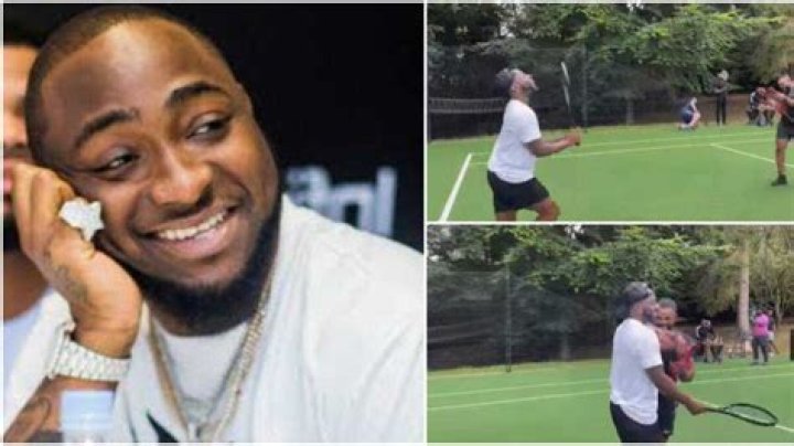 
Davido Mimics How Williams Uchemba Plays Lawn Tennis In Funny Video After He Made Them Lose To Their Opponents 