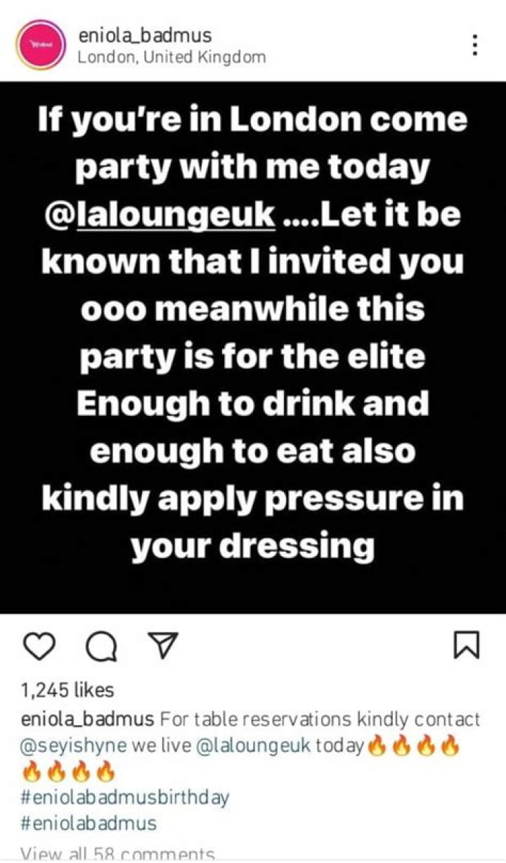 
“My party is for the elite” – Eniola Badmus brags ahead of London take over 